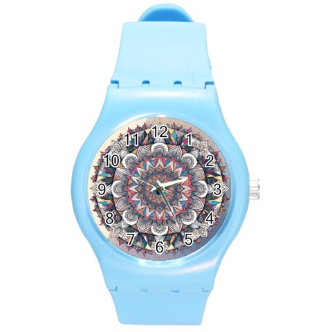 Pattern Nature Round Plastic Sport Watch (M) from ArtsNow.com Front