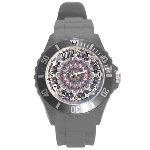 Pattern Nature Round Plastic Sport Watch (L) from ArtsNow.com Front