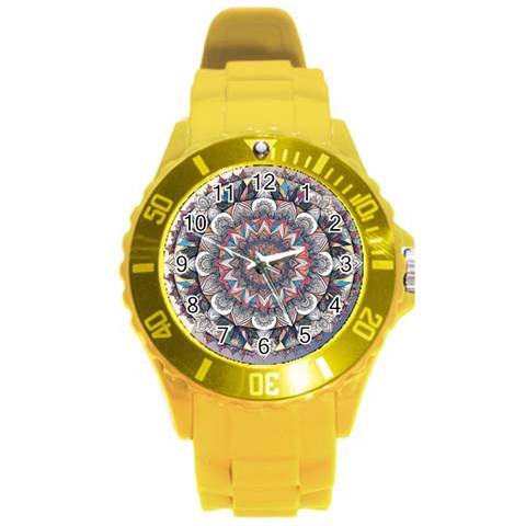 Pattern Nature Round Plastic Sport Watch (L) from ArtsNow.com Front