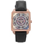 Pattern Nature Rose Gold Leather Watch 