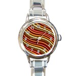 Waves Pattern Abstract Neutrals Round Italian Charm Watch