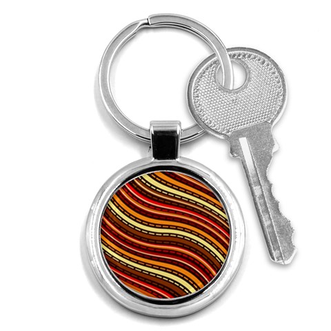 Waves Pattern Abstract Neutrals Key Chain (Round) from ArtsNow.com Front