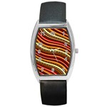 Waves Pattern Abstract Neutrals Barrel Style Metal Watch