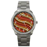 Waves Pattern Abstract Neutrals Sport Metal Watch