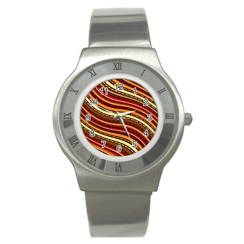 Waves Pattern Abstract Neutrals Stainless Steel Watch from ArtsNow.com Front