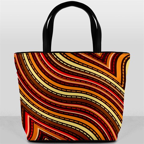 Waves Pattern Abstract Neutrals Bucket Bag from ArtsNow.com Front