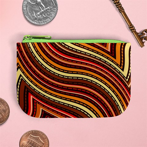 Waves Pattern Abstract Neutrals Mini Coin Purse from ArtsNow.com Front