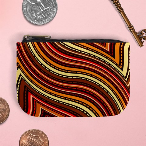 Waves Pattern Abstract Neutrals Mini Coin Purse from ArtsNow.com Front