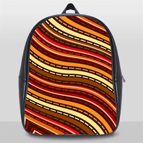 Waves Pattern Abstract Neutrals School Bag (Large) from ArtsNow.com Front