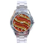 Waves Pattern Abstract Neutrals Stainless Steel Analogue Watch