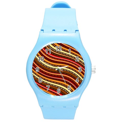 Waves Pattern Abstract Neutrals Round Plastic Sport Watch (M) from ArtsNow.com Front