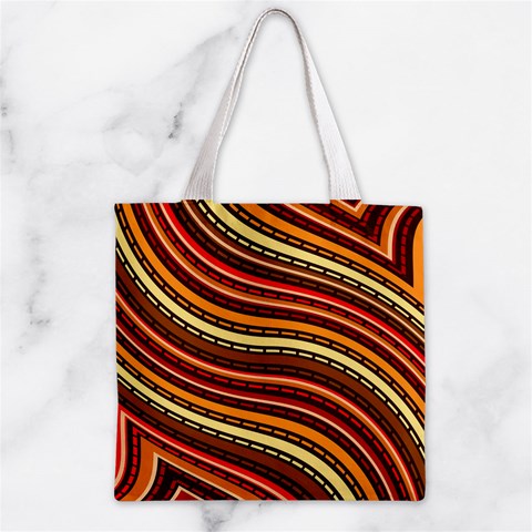 Waves Pattern Abstract Neutrals Zipper Grocery Tote Bag from ArtsNow.com Back