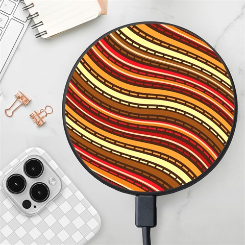 Waves Pattern Abstract Neutrals Wireless Fast Charger(Black) from ArtsNow.com Front