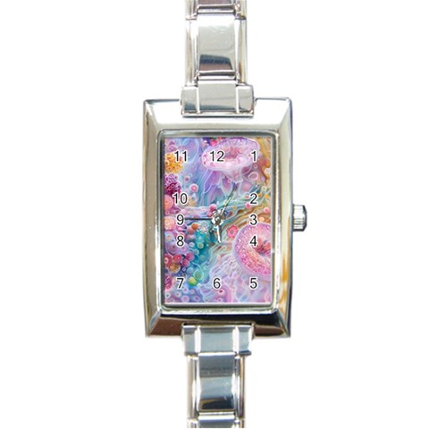 Cells Fluid Bubbles Rectangle Italian Charm Watch from ArtsNow.com Front