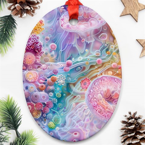 Cells Fluid Bubbles Ornament (Oval) from ArtsNow.com Front