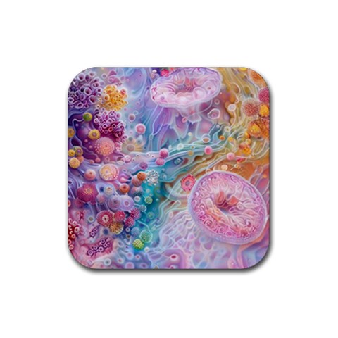 Cells Fluid Bubbles Rubber Coaster (Square) from ArtsNow.com Front