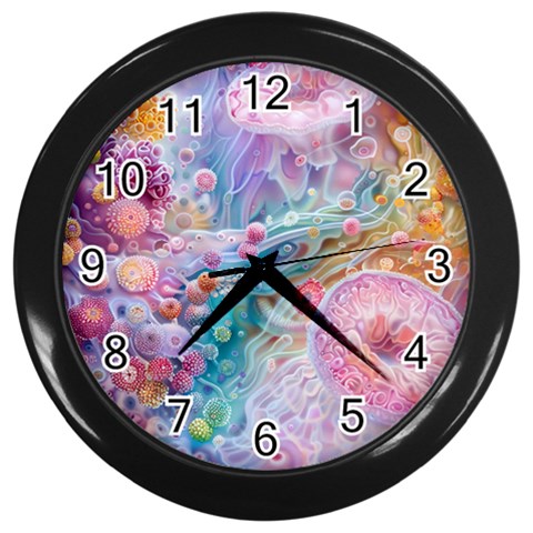 Cells Fluid Bubbles Wall Clock (Black) from ArtsNow.com Front