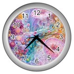 Cells Fluid Bubbles Wall Clock (Silver)