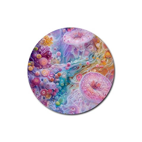 Cells Fluid Bubbles Rubber Coaster (Round) from ArtsNow.com Front