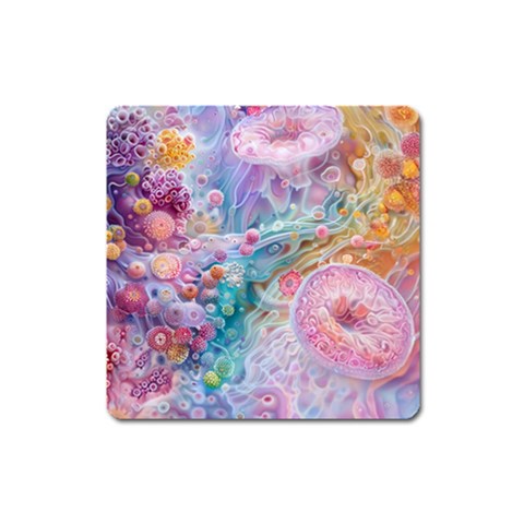 Cells Fluid Bubbles Square Magnet from ArtsNow.com Front