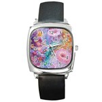 Cells Fluid Bubbles Square Metal Watch