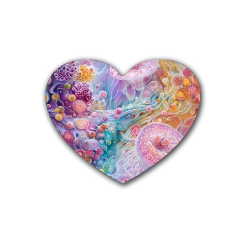 Cells Fluid Bubbles Rubber Coaster (Heart) from ArtsNow.com Front