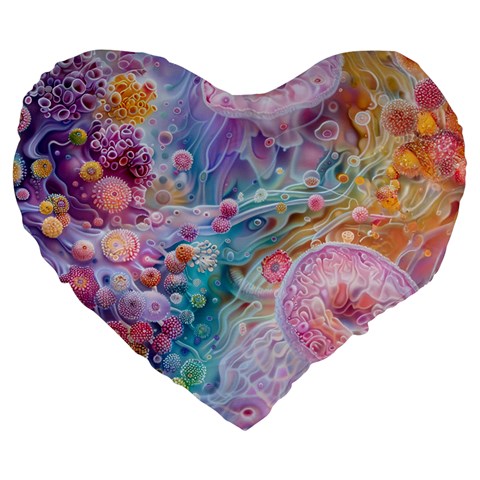 Cells Fluid Bubbles Large 19  Premium Heart Shape Cushions from ArtsNow.com Front