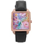 Cells Fluid Bubbles Rose Gold Leather Watch 