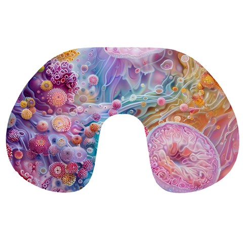 Cells Fluid Bubbles Travel Neck Pillow from ArtsNow.com Front