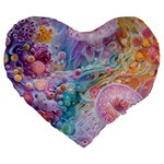 Cells Fluid Bubbles Large 19  Premium Flano Heart Shape Cushions