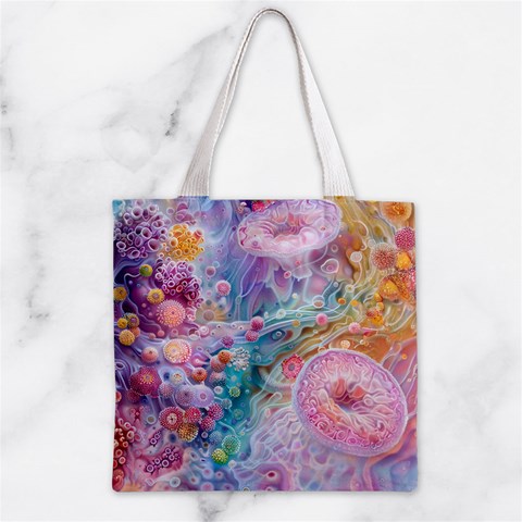 Cells Fluid Bubbles Zipper Grocery Tote Bag from ArtsNow.com Back