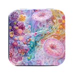 Cells Fluid Bubbles Square Metal Box (Black)