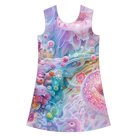 Cells Fluid Bubbles Kids  Short Sleeve Velvet Dress from ArtsNow.com Front