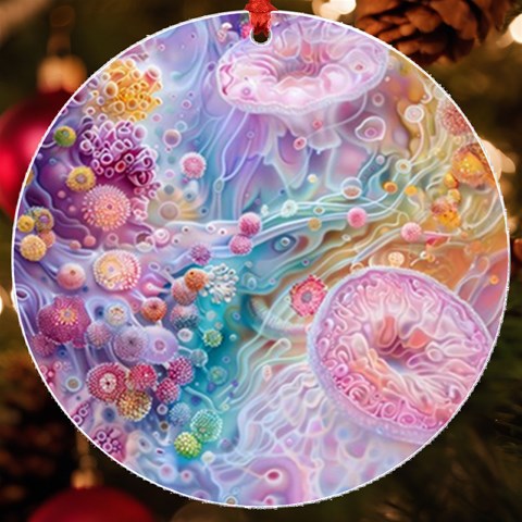 Cells Fluid Bubbles UV Print Acrylic Ornament Round from ArtsNow.com Front