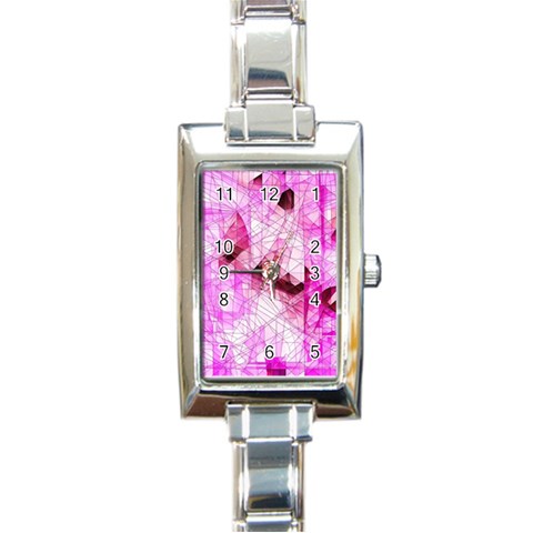 Pink Abstract Lineart Rectangle Italian Charm Watch from ArtsNow.com Front