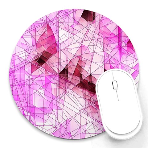 Pink Abstract Lineart Round Mousepad from ArtsNow.com Front