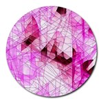 Pink Abstract Lineart Round Mousepad