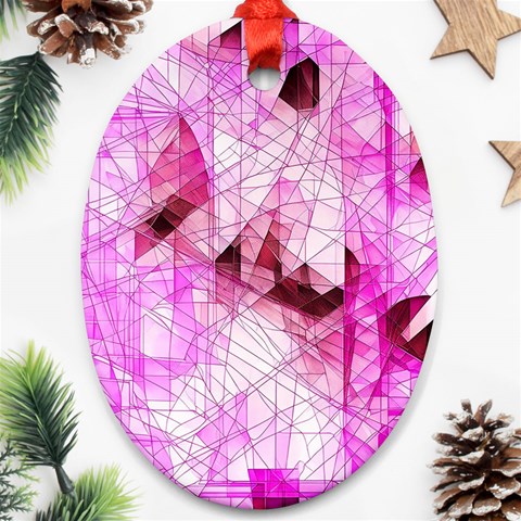 Pink Abstract Lineart Ornament (Oval) from ArtsNow.com Front