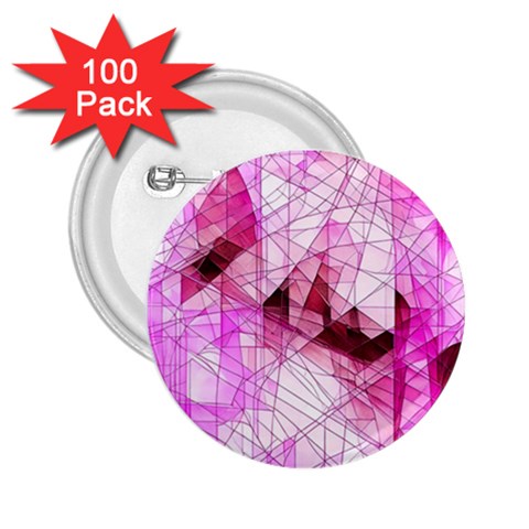 Pink Abstract Lineart 2.25  Buttons (100 pack)  from ArtsNow.com Front