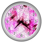 Pink Abstract Lineart Wall Clock (Silver)