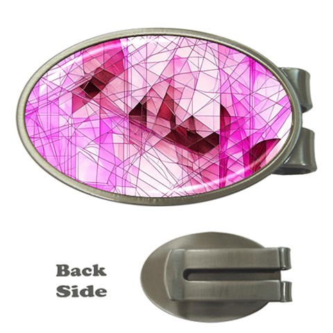 Pink Abstract Lineart Money Clips (Oval)  from ArtsNow.com Front