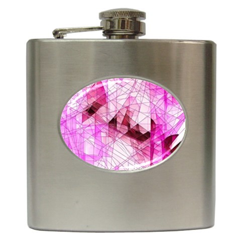 Pink Abstract Lineart Hip Flask (6 oz) from ArtsNow.com Front