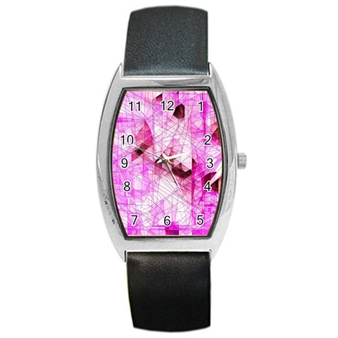 Pink Abstract Lineart Barrel Style Metal Watch from ArtsNow.com Front