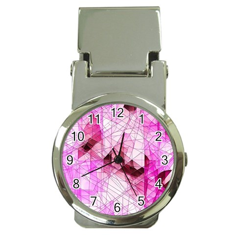 Pink Abstract Lineart Money Clip Watches from ArtsNow.com Front