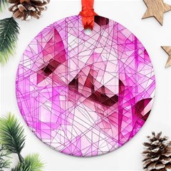 Pink Abstract Lineart Round Ornament (Two Sides) from ArtsNow.com Front