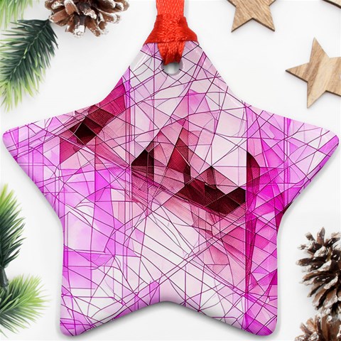 Pink Abstract Lineart Star Ornament (Two Sides) from ArtsNow.com Front