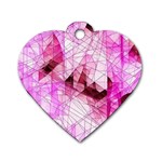 Pink Abstract Lineart Dog Tag Heart (One Side)