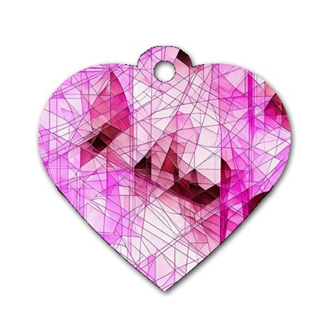 Pink Abstract Lineart Dog Tag Heart (Two Sides) from ArtsNow.com Front