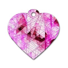 Pink Abstract Lineart Dog Tag Heart (Two Sides) from ArtsNow.com Front