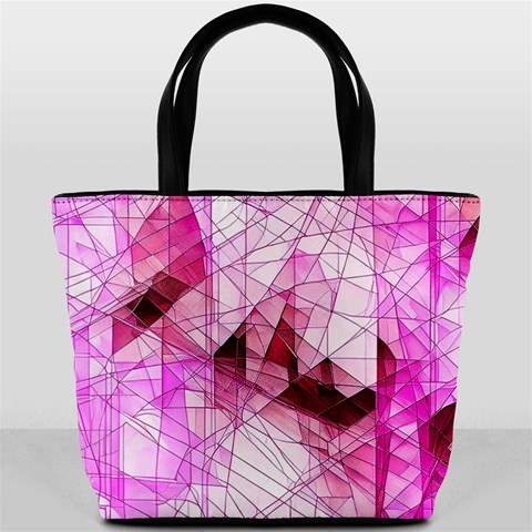 Pink Abstract Lineart Bucket Bag from ArtsNow.com Front